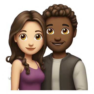 love white brunette couple sticker