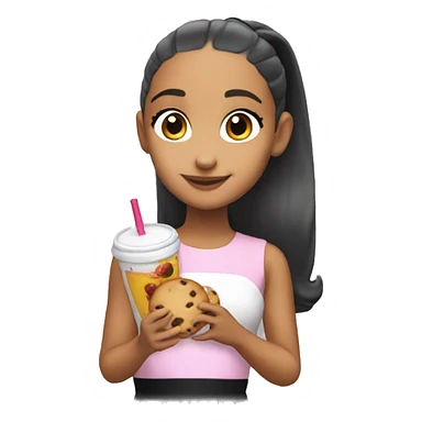 ariana grande holding a cookie and juice sticker