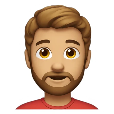 boy with red t-shirt, defined beard and brown short hair sticker