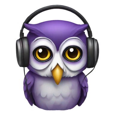 owl with headset, owl color purple sticker