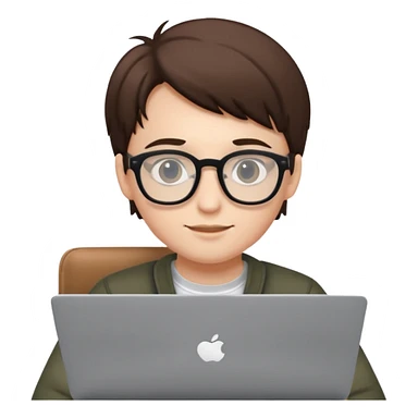 un estudiante con lentes y su laptop sticker