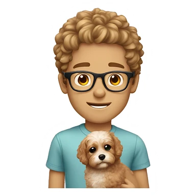Caucasian boy with glasses and cavapoo sticker