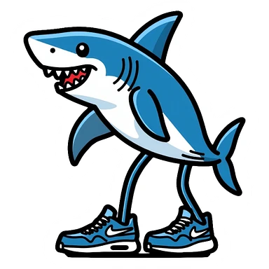 Shark with legs wearing blue Nike shoes sticker