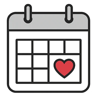 love-themed calendar with a heart date, no background sticker