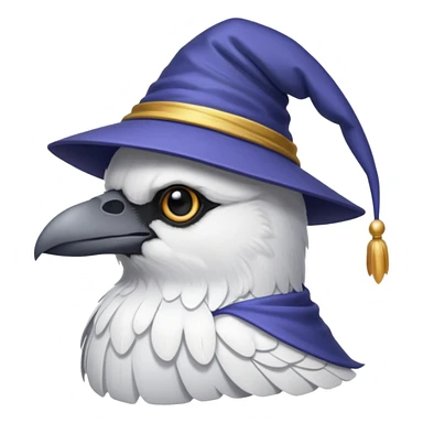 a white crow with a wizard hat sticker