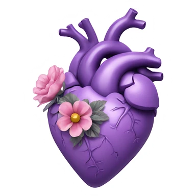 light purple anatomical heart with flower sticker