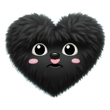 Fluffy black heart sticker