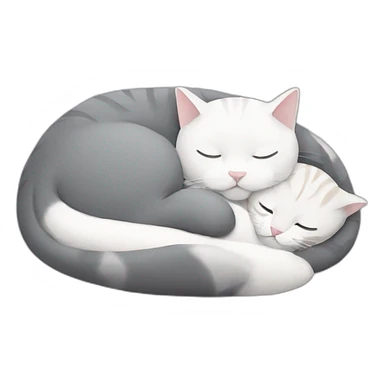 grey and white cat sleeping with other cat sticker