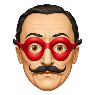 Faites-moi un masque de Salvador Dali d'une manière réaliste, la même série que La Casa de Bapel, et faites-le paraître comme s'il portait du rouge sticker