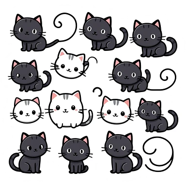 Cute black cat reactions sticker