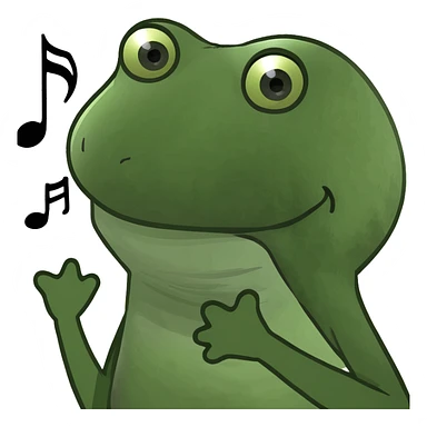 yellow bell shaped creature with musical note arms and a happy expression sticker