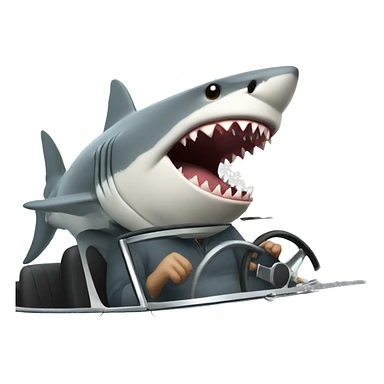 Shark driving a car sticker