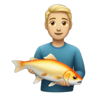 White person with fish sticker