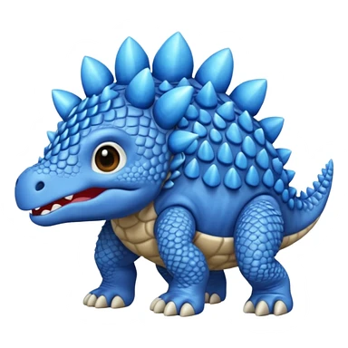 As un emoji de el dinosaurios ANQUILOSAURIO de perfil en color azul que sea bebe y tenga un efecto mas animado  sticker