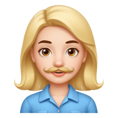 Cute girl with cartoon mustache  sticker