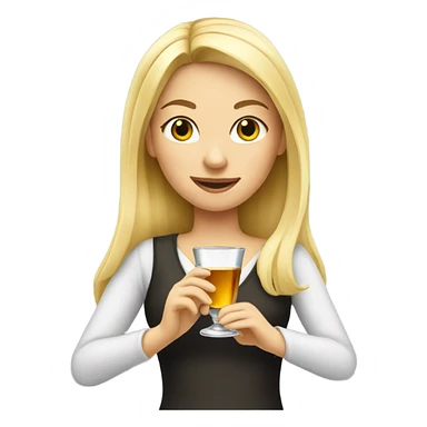 Blonde girl with a shot glass sticker