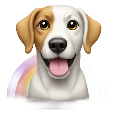 Dog over rainbow sticker