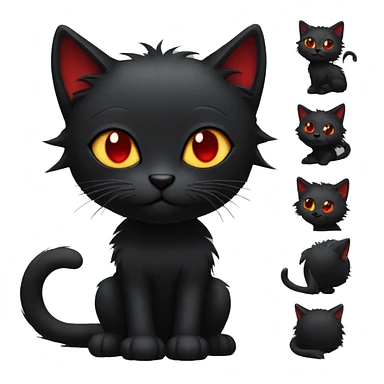 Edgy Black Cat with Long Emo Hair with Red Streaks sticker