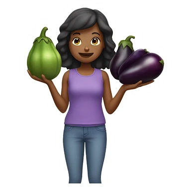 Girl holding eggplant  sticker