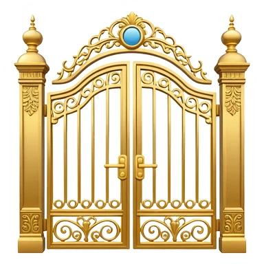 Gold gates with a large blank sign sticker