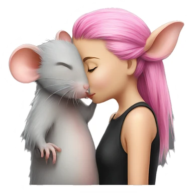 rat kissing a girl with pink hair sticker