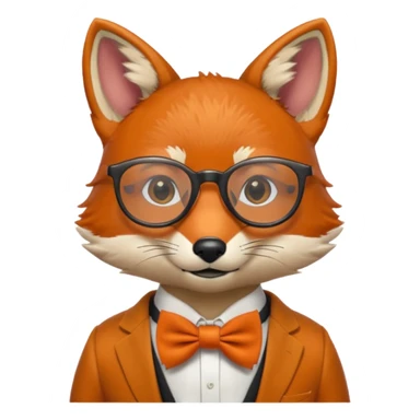 Fox with round glasses and bow tie. sticker