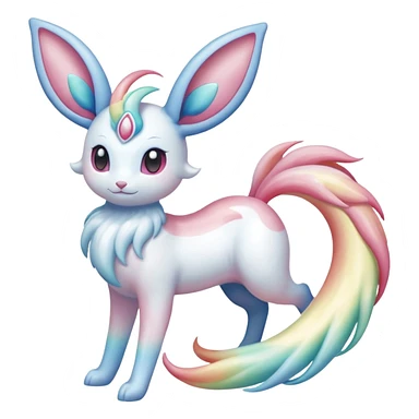 Pearlescent Milky-White Opalescent Rainbow-Tinted Soft-Glowing Celestial Sylveon-Milotic-Cresselia-Fakémon-creature (full body) sticker