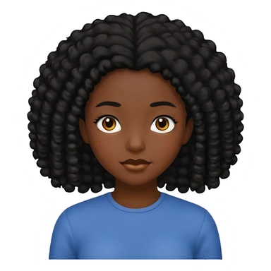 tạo cho tôi cô gái da đen tóc đen hơi xù nhẹ sticker