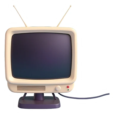 classic TV antenna, minimal, 3D emoji style, subtle shadow sticker