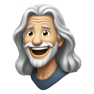 Laughing emoji old grey long hair  sticker