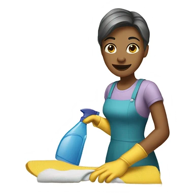 Woman with short hair cleaning a house sticker