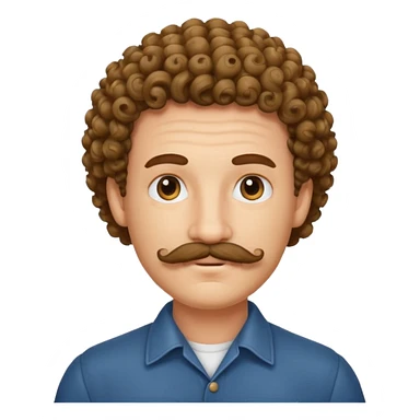 Man with mustache and curly hair sticker