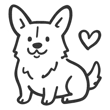 A corgi with a heart next to him sticker