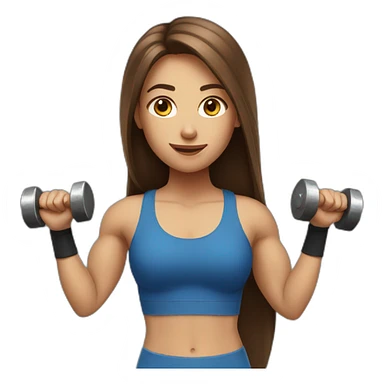Sports Girl with long brown hair holding dumbbell sticker