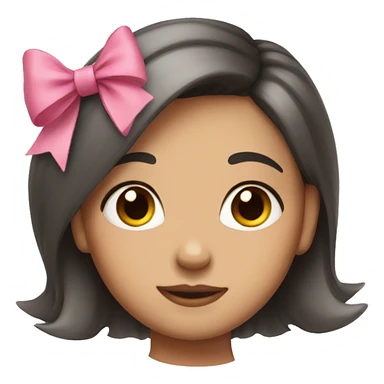 cute short hair girl with pink bow on the left side hair sticker