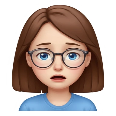 cute brwonhear girl with blue eyes and glasses is  crying sticker