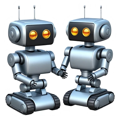create a realistic emoji showing logistic robots and KI sticker