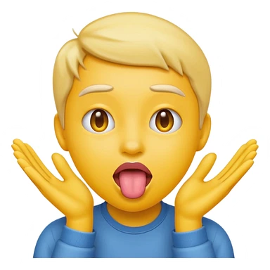Sticking tongue out with hands gliding through yellow emoji  sticker