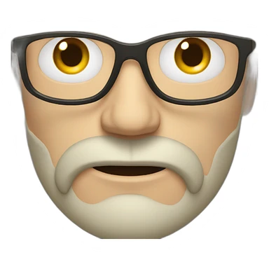 furious white man with beard, medium lenght dark hair and glasses sticker