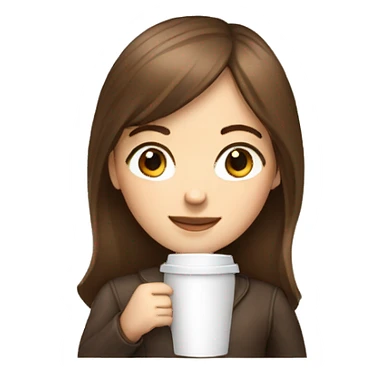 Brown hair white girl with laptop and coffee  sticker