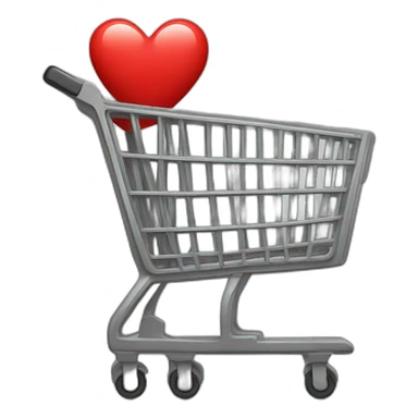shopping thin cart with one red heart inside sticker