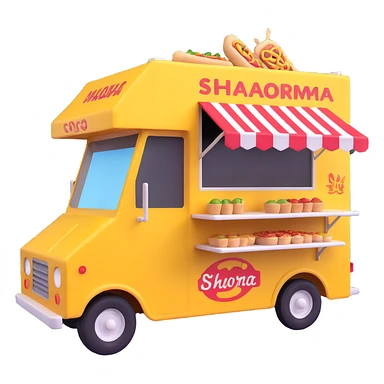 generate me a 3D shaorma food truck sticker