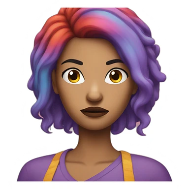 Woke woman with colourfully hair angry sticker