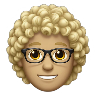 Blond man curly hair crystal glasses sticker