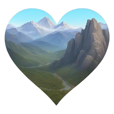 A transparent heart with mountains inside it sticker