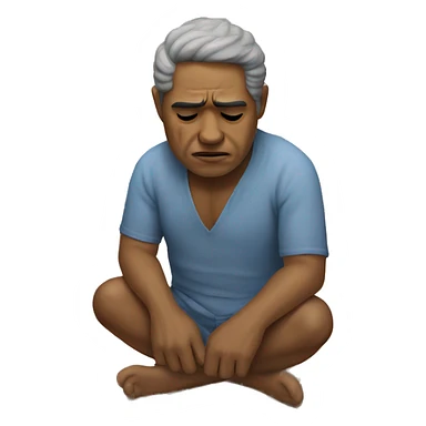 a peruvian man who is sad and crying, on the beach sticker