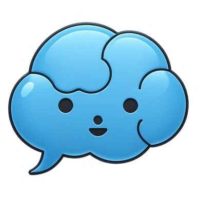 Minimalistic flat vector icon, iOS style, thin black contour on white background. Chat bubble with small AI brain symbol inside. Clean, no text, no shadows sticker