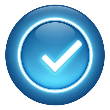 Blue light circle and the white tick inside the blue light circle sticker
