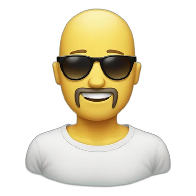 Smiley face with no hair, a beard and heart sunglasses sticker
