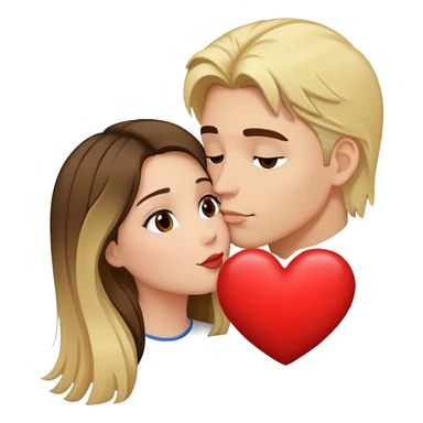 Un gars blond qui fait un bisous à une fille brune avec un cœur au dessus  sticker